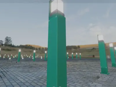 Street Light 8 Bollard 900 mm Moss Green Version 2 Low-poly 3D model