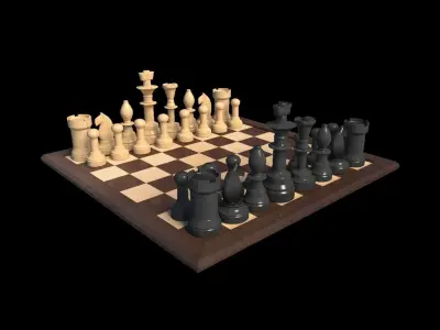 Chess Coins Wooden Set Free low-poly 3D model