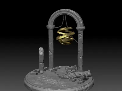 Golden Ball Scene 3D model