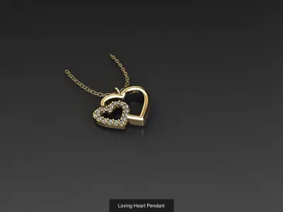 Heart Stone 14  Pendant  Collection 3D Model Pack