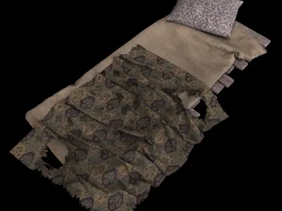 old sunbed on woods 3D model