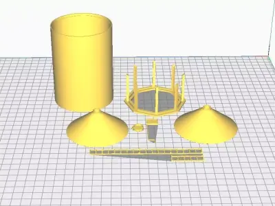hopper bottom grain bin 3D print model