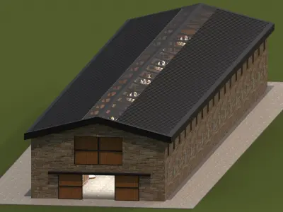 High-Poly Horse Stable  3D model