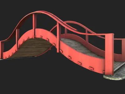 Japanese Bridge Low-poly 3D model