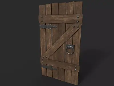 Wood Door Low-poly 3D model