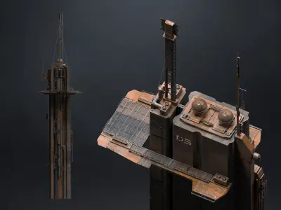 SUB-D Scifi Megascale Industrial Building 01 3D model