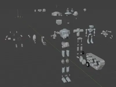 Robot Kitbash Hard Surface and Sculpted Mechs and Derelicts 3D model
