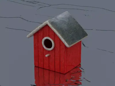 Red birdhouse Low-poly 3D model