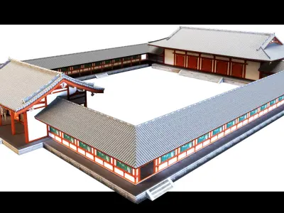 4 Chinese buildings- 3d Model 3D model