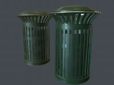 Street Trash Bin PBR Game Ready Low-poly 3D model