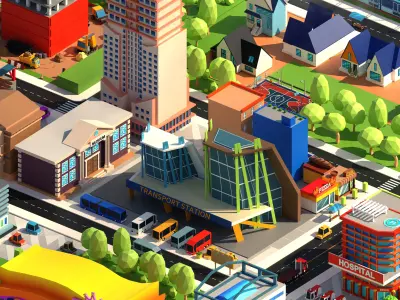 Low Poly City PACK Low-poly 3D model