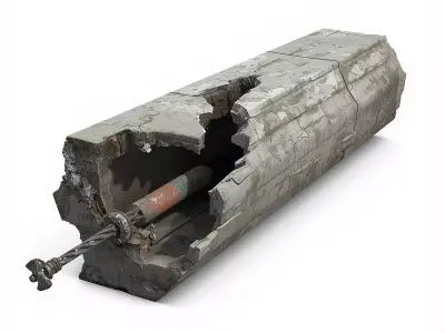 Urban Fallen Column 3D Model Low-poly 3D model