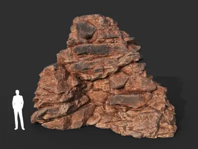 Low poly Black Yellow Desert Rock B 211120 Low-poly 3D model
