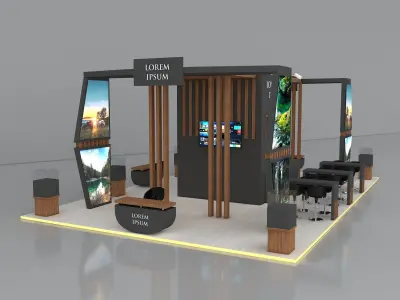 Booth Exhibition Stand Stall 12x7m Height 400cm 4 Side Open 3D model