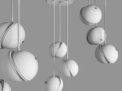 MINI CRESCENT CHANDELIER 3 PIECE Low-poly 3D model