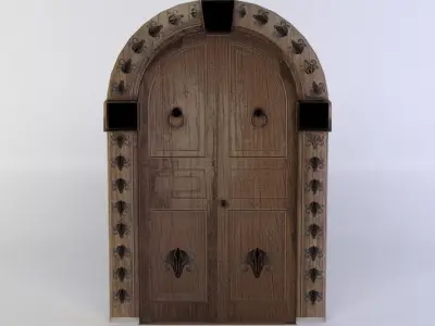 Door ornate wooden Low-poly 3D model