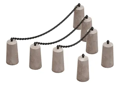 Fencing Concrete poles with chains 3D model