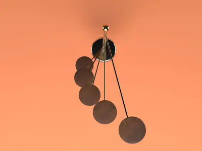 Shelf floor lamp with four wooden circles Low-poly 3D model