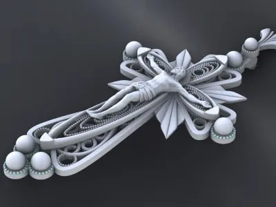 Orthodox cross with the image of Jesus cnc model or  3D print model