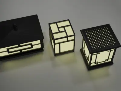 Japanse style candles Low-poly 3D model