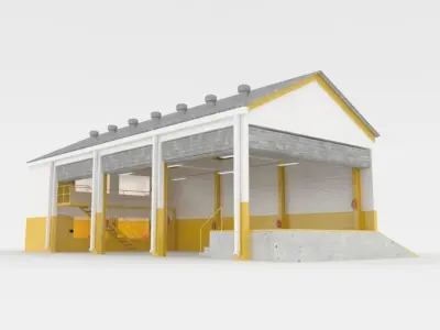 Industrial factory loading bay area 3D model