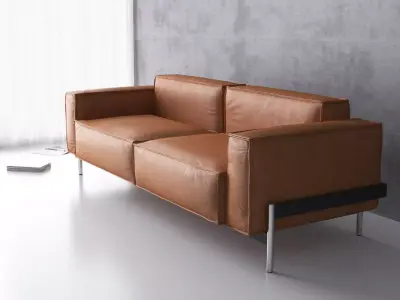 DS-21-23 two seater sofa in tan leather 3D model
