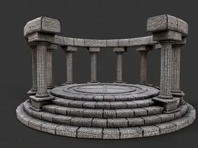 Ancient Circular Stone Platform Altar 4 Low-poly 3D model