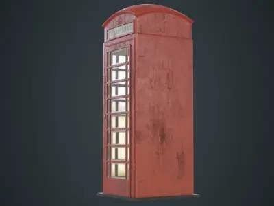 Phone Booth 1B Low-poly 3D model
