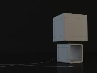 LAMP---Cubic wooden lamp with shade 3D model