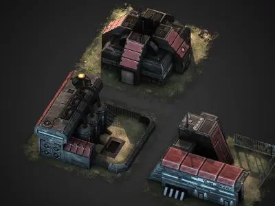 RTS building pack Low-poly 3D model