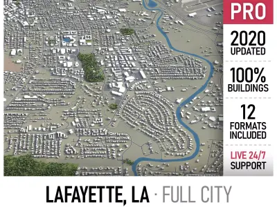 Lafayette - Louisiana Low-poly 3D model