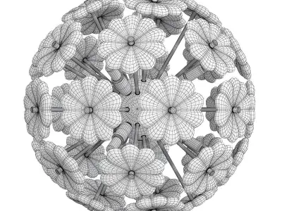  Glass Flowers Sputnik Chandelier D 32 Low-poly 3D model
