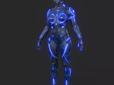 Cyborg Blu Camouflage Vray 3D model