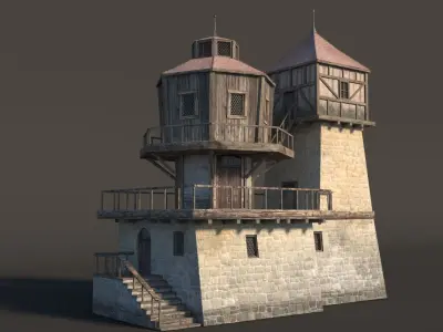 7 Set Fantasy Medieval House Set Buildings  3D model