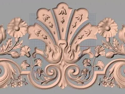 European style flower 3D relief STL Model for cnc engraving E079 3D model