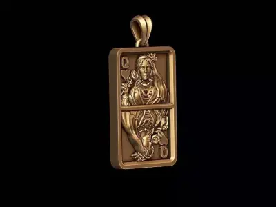 Heart queen playing card pendant light 3D print model