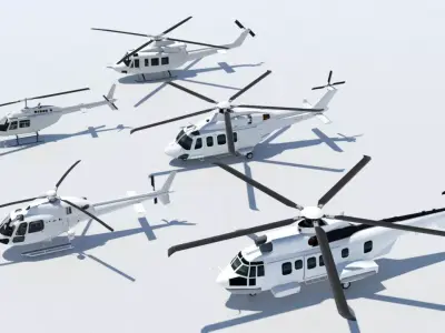 Multi-Mission Helicopter Pack 5 Static Low Poly  Scenery Ready