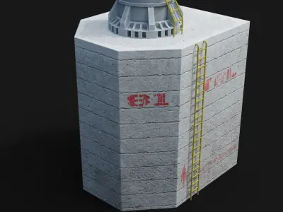 Modern factory chimney Low-poly 3D model