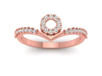 Solitaire Engagement Women Rings Curve Band Ring 3D print model