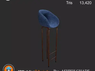 Minimalist Bar stool  Low-poly 3D model