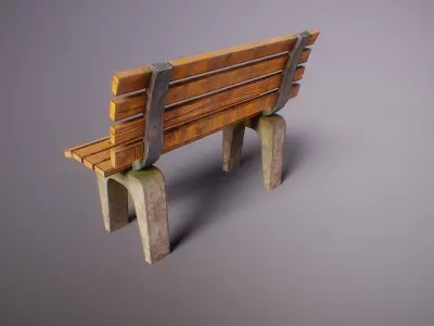 Simple PBR Park Bench Free low-poly 3D model