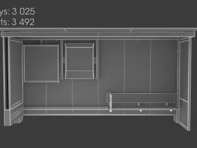 9 Bus Stop Collection Low-poly 3D model