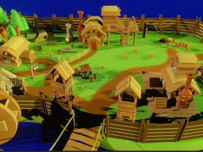 Medieval Village Free low-poly 3D model purchase