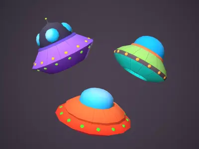 Ufos Cartoony Alien Ships Low-poly 3D model