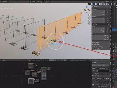 Plastic Bases Construction Fence Array-Setup Low-poly 3D model