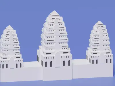 Cartoon Angkor Wat 3D model