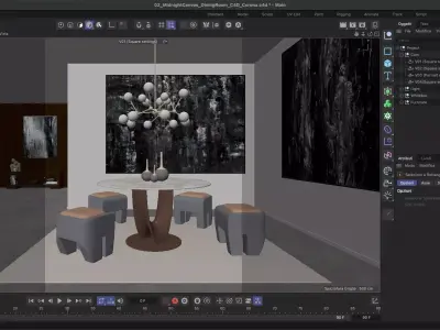 Dining Room Midnight Low-poly 3D model