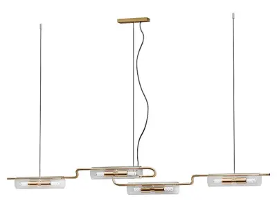 lucina-long 2 pendant light with three glass shades hanging f... 3D model