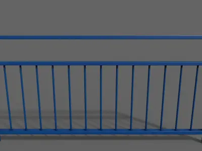 PBR Pedestrian Guard Rail Blue V3 Low-poly 3D model