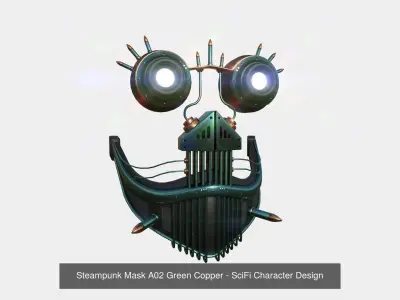 10 Steampunk Masks A Collection - SciFi Character Design 3D Model Pack